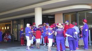 Ready to board the bus for tour